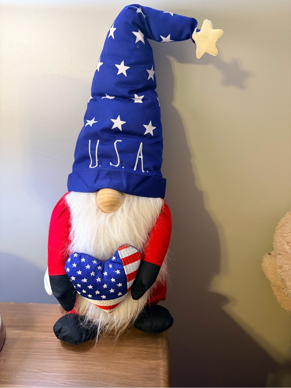 Rae Dunn Patriotic USA Gnome Holiday Decor - Blue Hat, Red Outfit